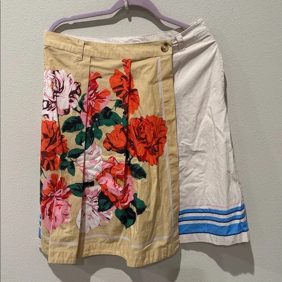 Anthropologie Asymmetrical Floral Panel Skirt in Beige, White, Pink, Green, Blue - Picture 4 of 8